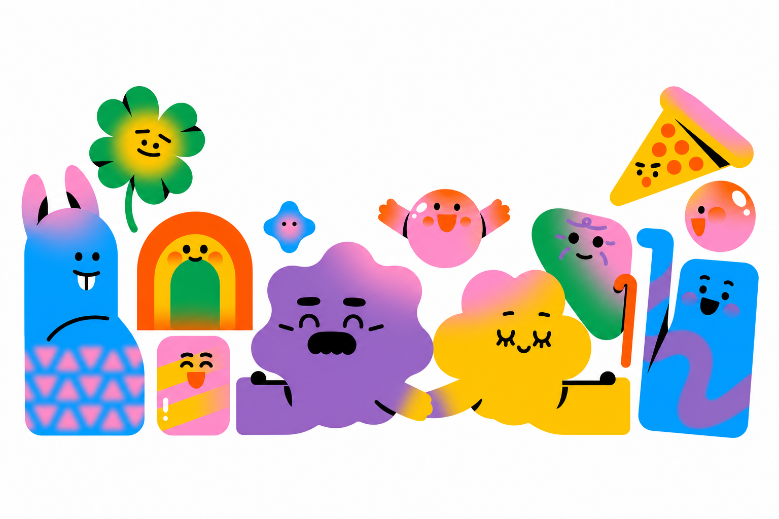 A crowd of diverse ParentNest blob characters
